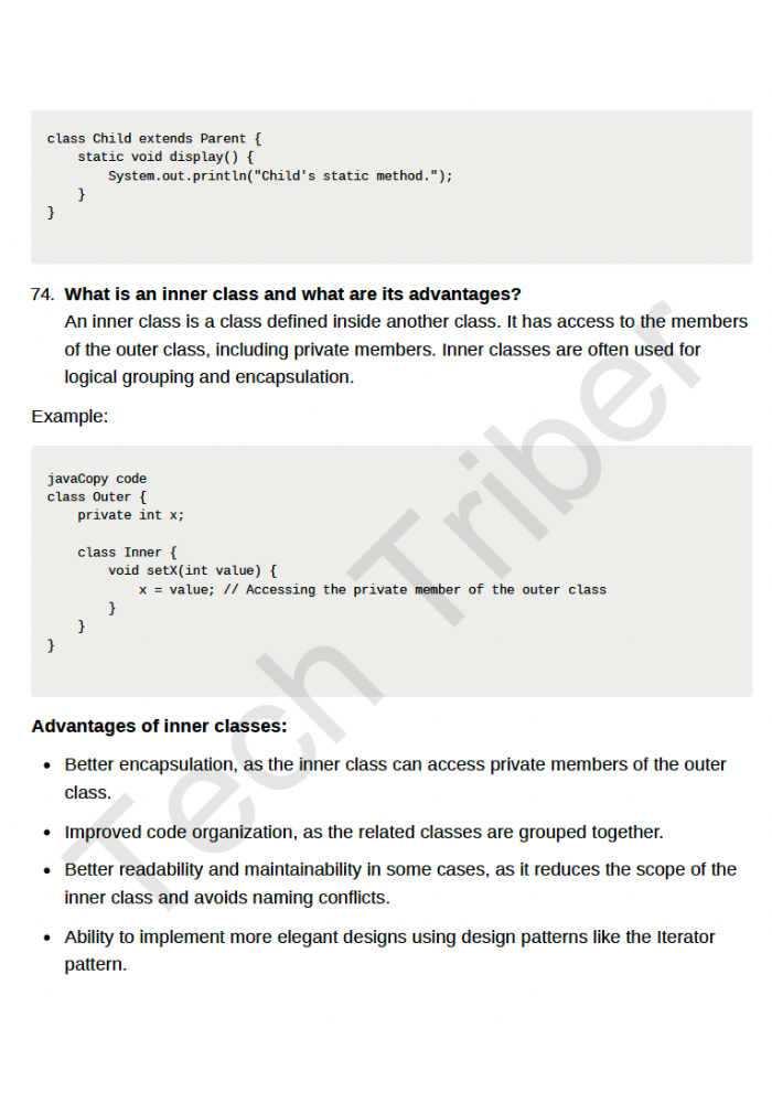 Core Java Q&A Sample