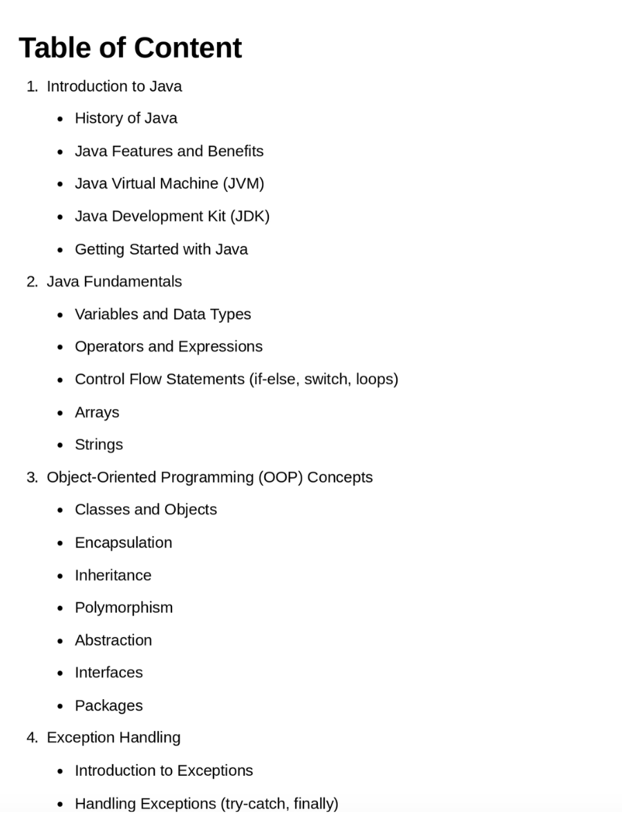 Java Topics — Table of Contents